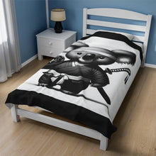 Load image into Gallery viewer, Ninja Koala w/Donut Velveteen Plush Blanket