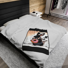 Load image into Gallery viewer, Ninja Bunny w/Donut Velveteen Plush Blanket