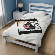 Load image into Gallery viewer, Ninja Bunny w/Donut Velveteen Plush Blanket