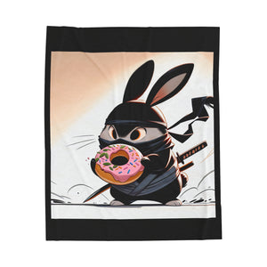 Ninja Bunny w/Donut Velveteen Plush Blanket