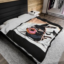 Load image into Gallery viewer, Ninja Bunny w/Donut Velveteen Plush Blanket
