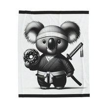 Load image into Gallery viewer, Ninja Koala w/Donut Velveteen Plush Blanket
