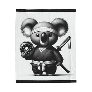 Ninja Koala w/Donut Velveteen Plush Blanket