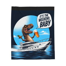 Load image into Gallery viewer, Drunken T-Rex Velveteen Plush Blanket
