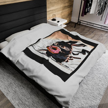 Load image into Gallery viewer, Ninja Bunny w/Donut Velveteen Plush Blanket
