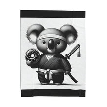 Load image into Gallery viewer, Ninja Koala w/Donut Velveteen Plush Blanket
