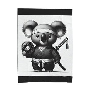 Ninja Koala w/Donut Velveteen Plush Blanket