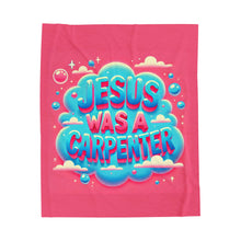 Load image into Gallery viewer, Jesus Was A Carpenter Velveteen Plush Blanket
